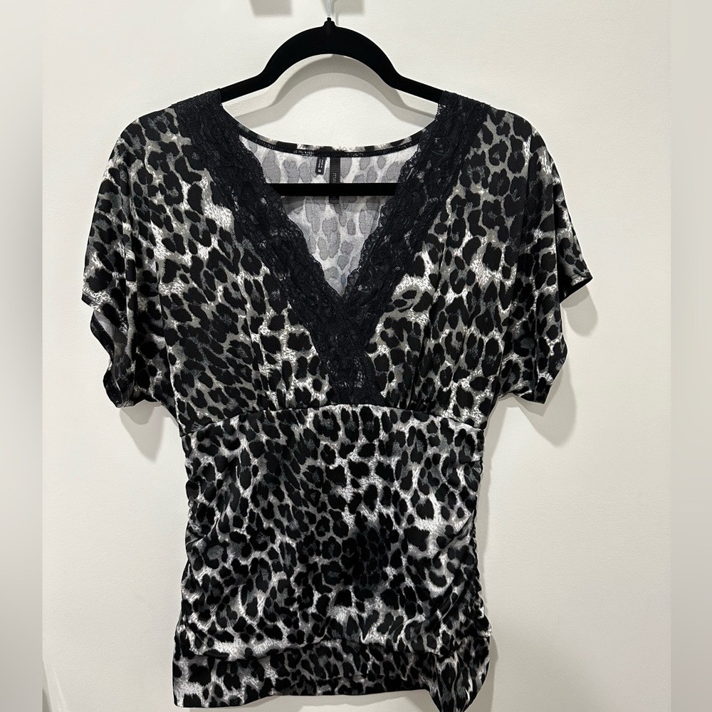 Maurice’s animal print blouse with side ruching